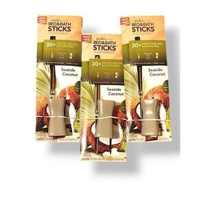 3-ENVIROSCENT BED/BATH FRAGRANCE STICKS WITH HOLDER SEASIDE COCONUT NEW